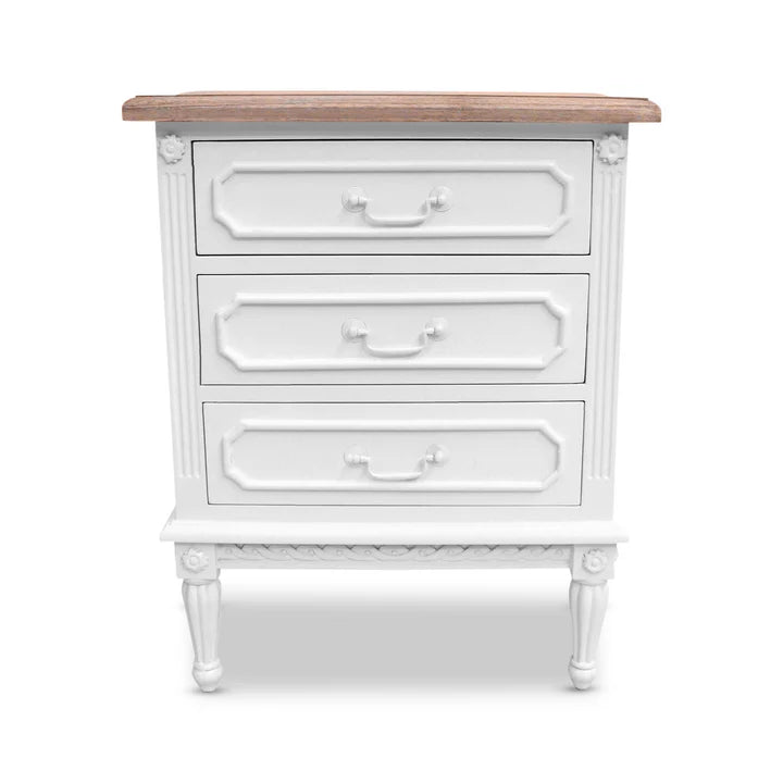 Elegant Marseille Bedside Table - White