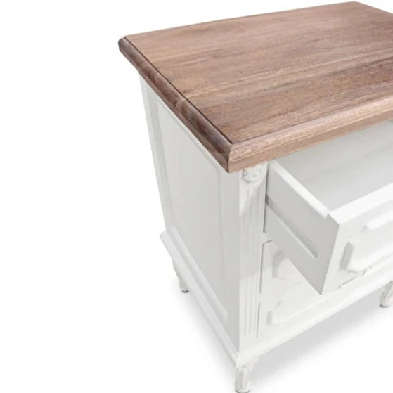 Elegant Marseille Bedside Table - White