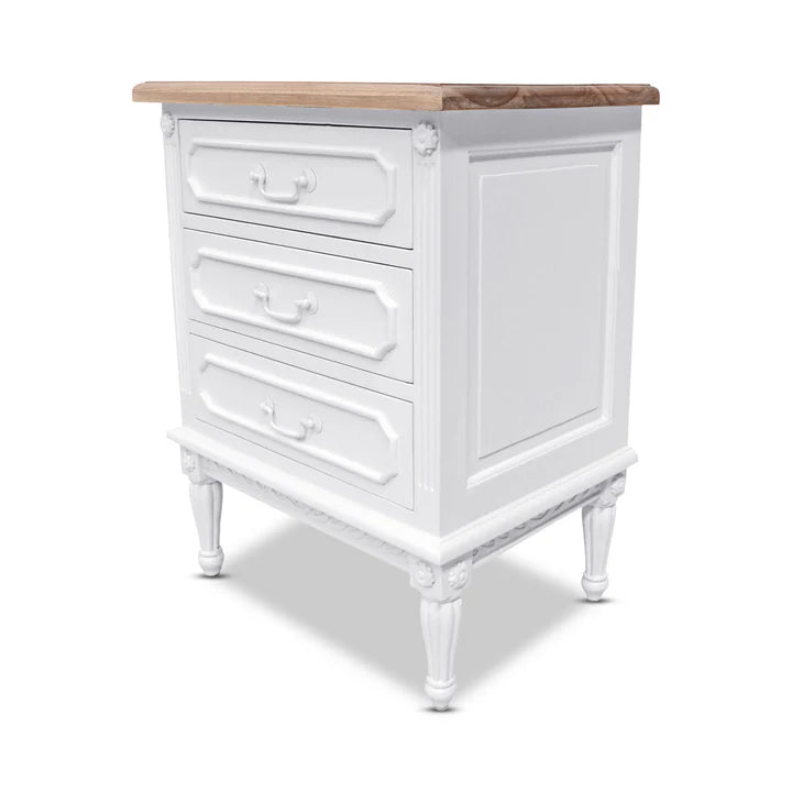 Elegant Marseille Bedside Table - White