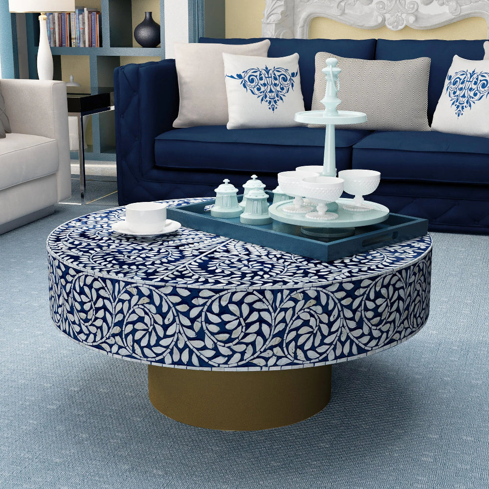 Elegant Mother of Pearl Adorned Coffee Table - 90cms