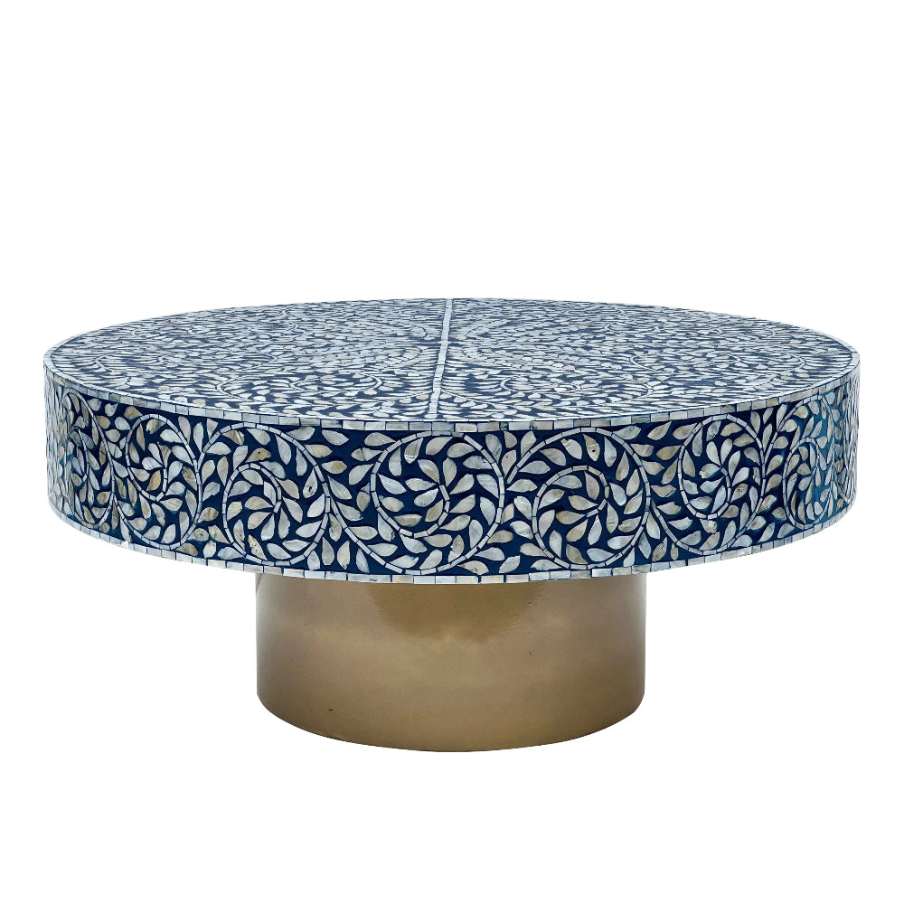 Elegant Mother of Pearl Adorned Coffee Table - 90cms