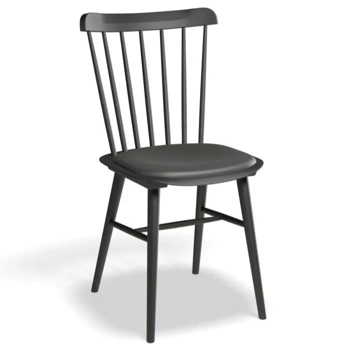 Elegant Oak Wooden Black Pad Dining Chair