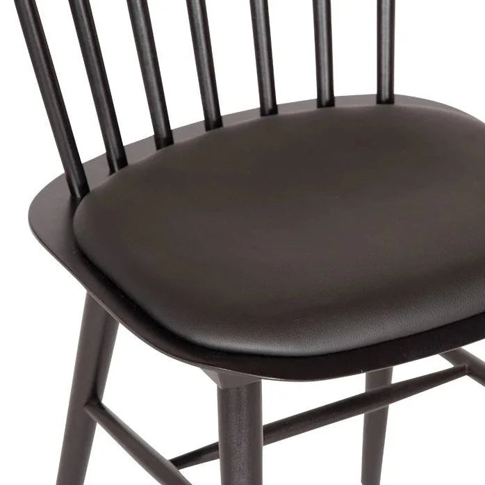 Elegant Oak Wooden Black Pad Dining Chair