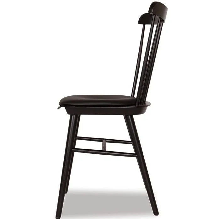 Elegant Oak Wooden Black Pad Dining Chair