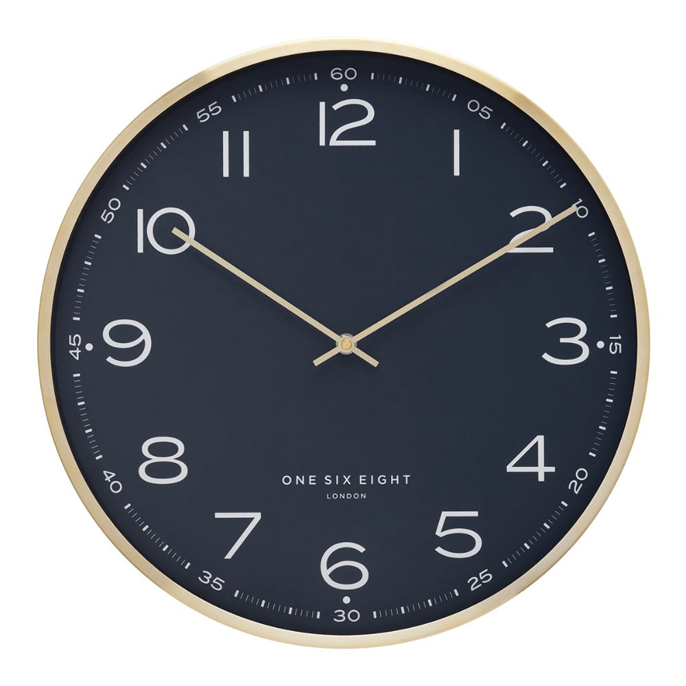 Elegant Petrol Blue Silent Wall Clock 40cms