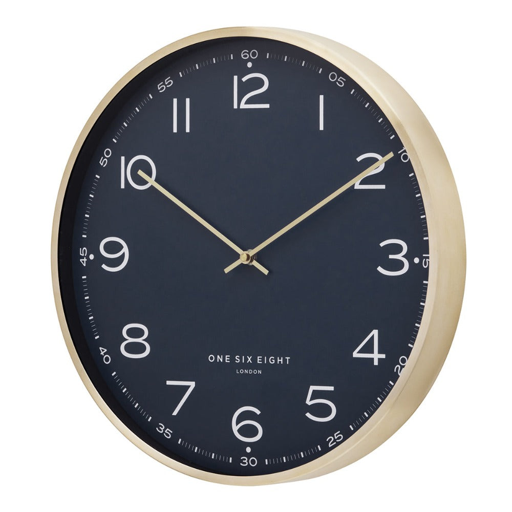 Elegant Petrol Blue Silent Wall Clock 40cms