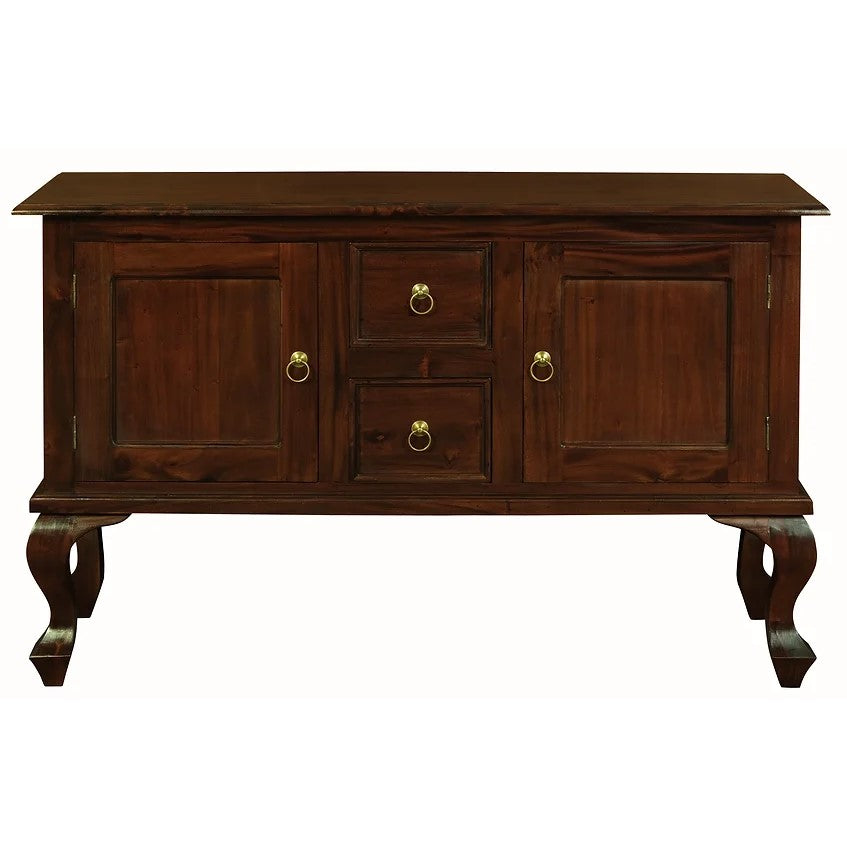 Elegant Queen Ann 2 Door 2 Drawer Sofa Table - Brown