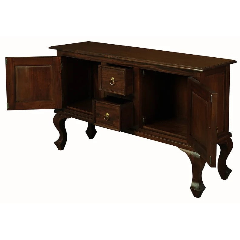 Elegant Queen Ann 2 Door 2 Drawer Sofa Table - Brown