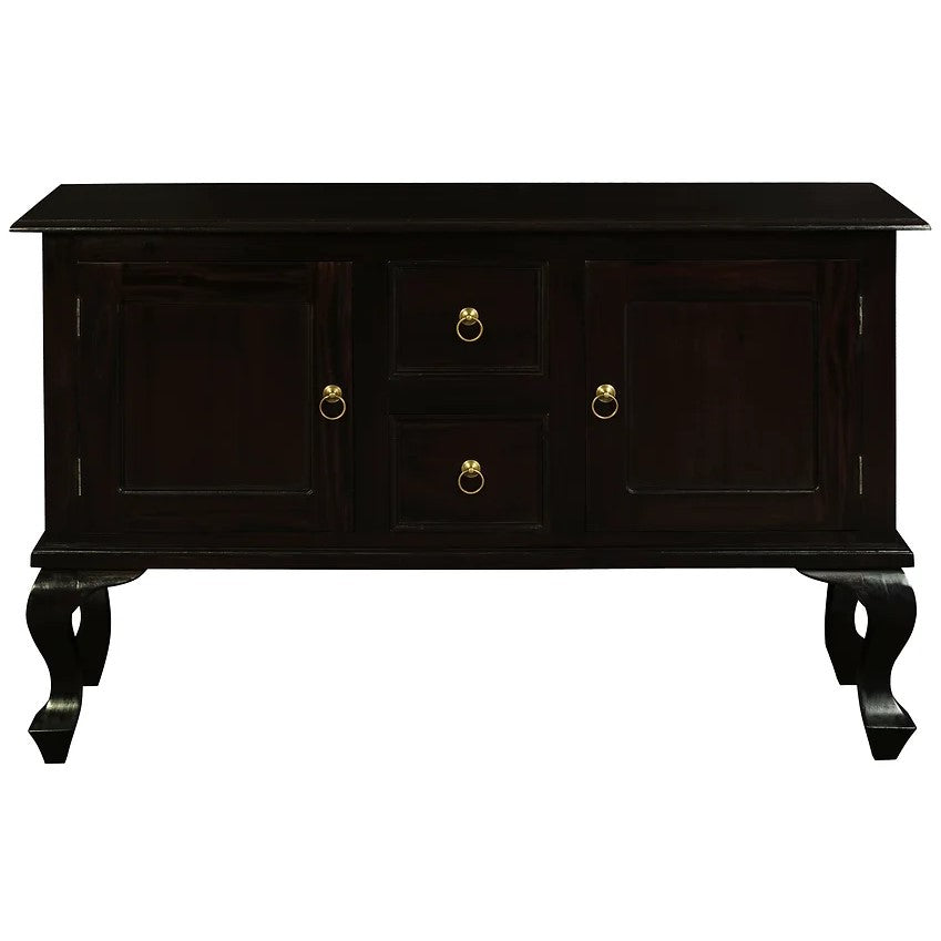 Elegant Queen Ann 2 Door 2 Drawer Sofa Table - Dark Brown