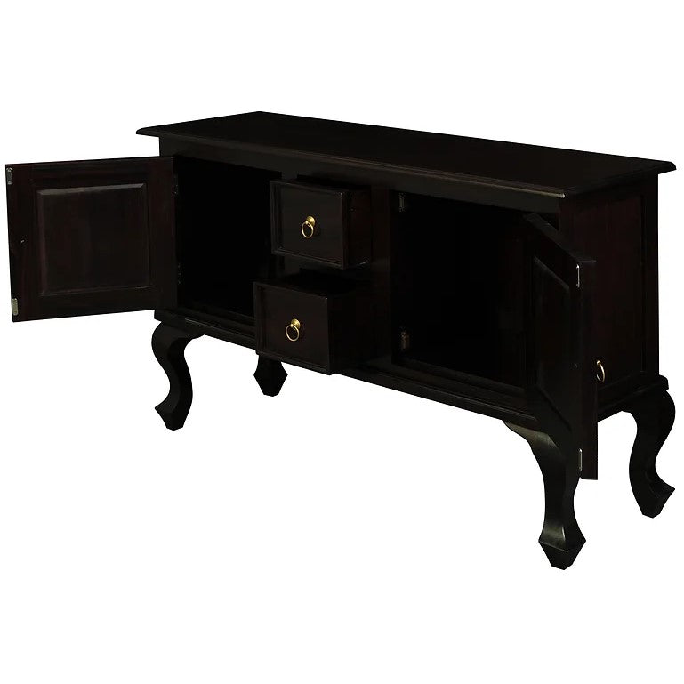 Elegant Queen Ann 2 Door 2 Drawer Sofa Table - Dark Brown