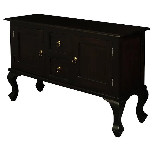 Elegant Queen Ann 2 Door 2 Drawer Sofa Table - Dark Brown