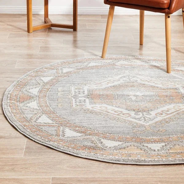 Elegant Round Mayfair Caitlen Grey Rug - 150 x 150cms