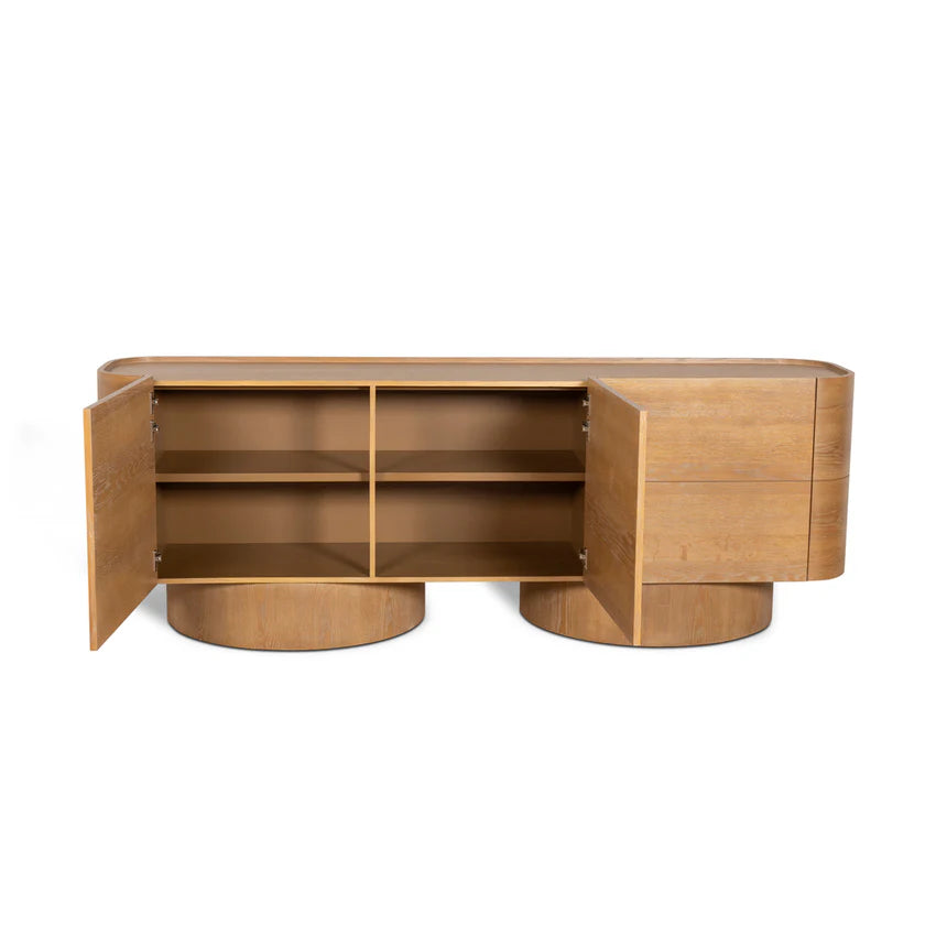 Elegant Storage Dusty Oak Buffet Unit - 220cms