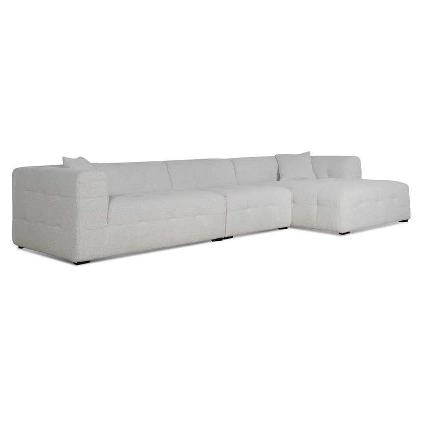 Elegant Style 4-Seater Left Chaise Sofa - Pearl Boucle