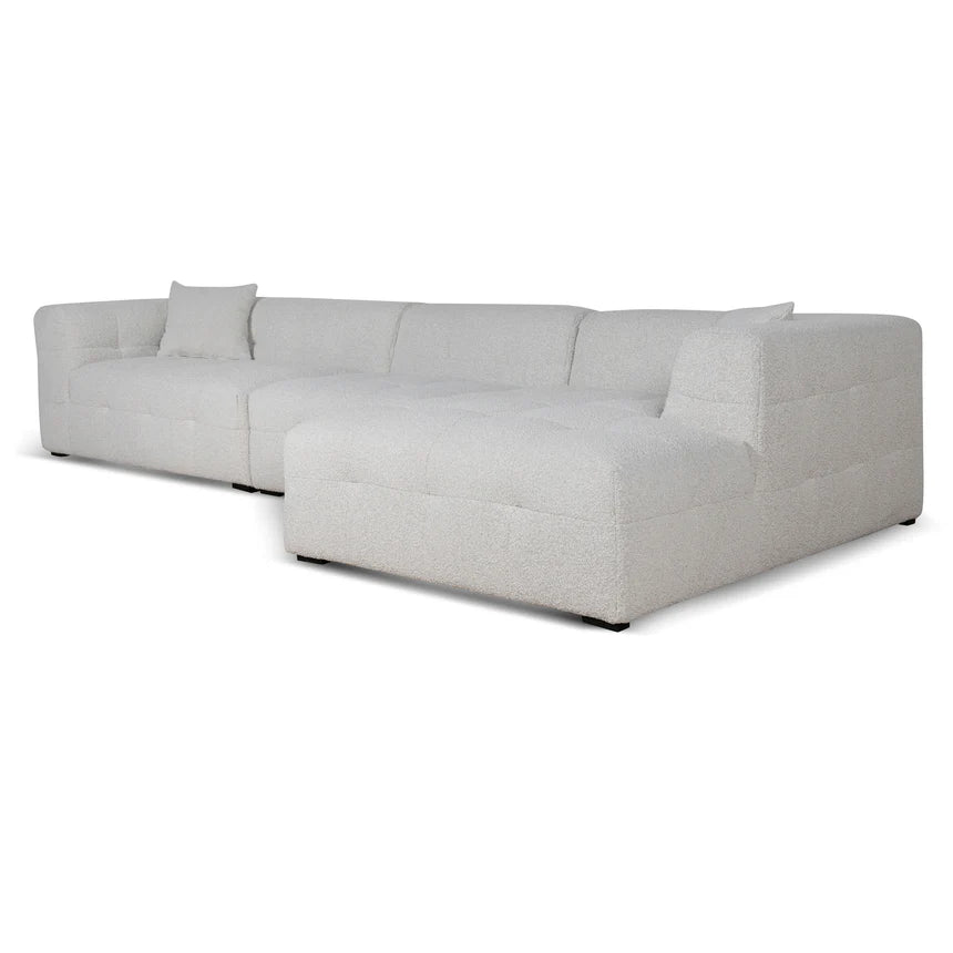 Elegant Style 4-Seater Right Chaise Sofa - Pearl Boucle