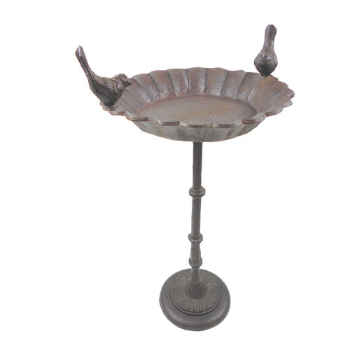 Elegant Two Birds Cast Iron Bird Bath