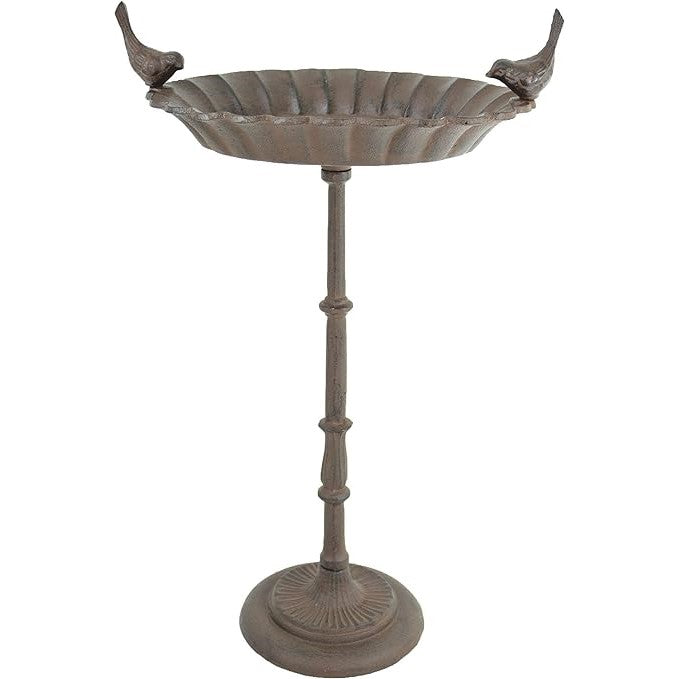 Elegant Two Birds Cast Iron Bird Bath