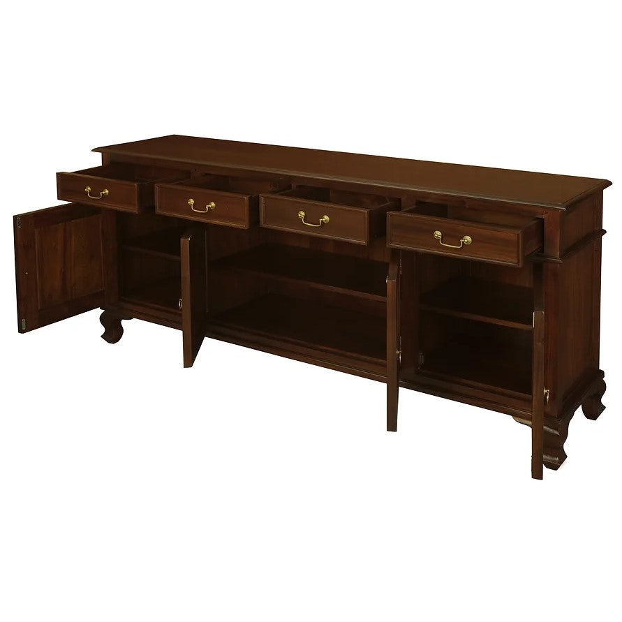 Elegant Utility 4 Door 4 Drawer Buffet Table - Brown