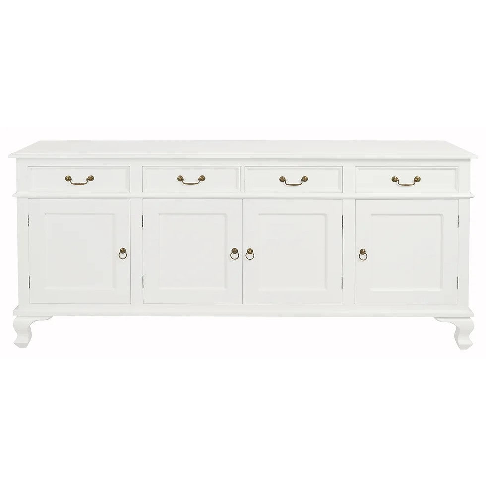 Elegant Utility 4 Door 4 Drawer Buffet Table - White