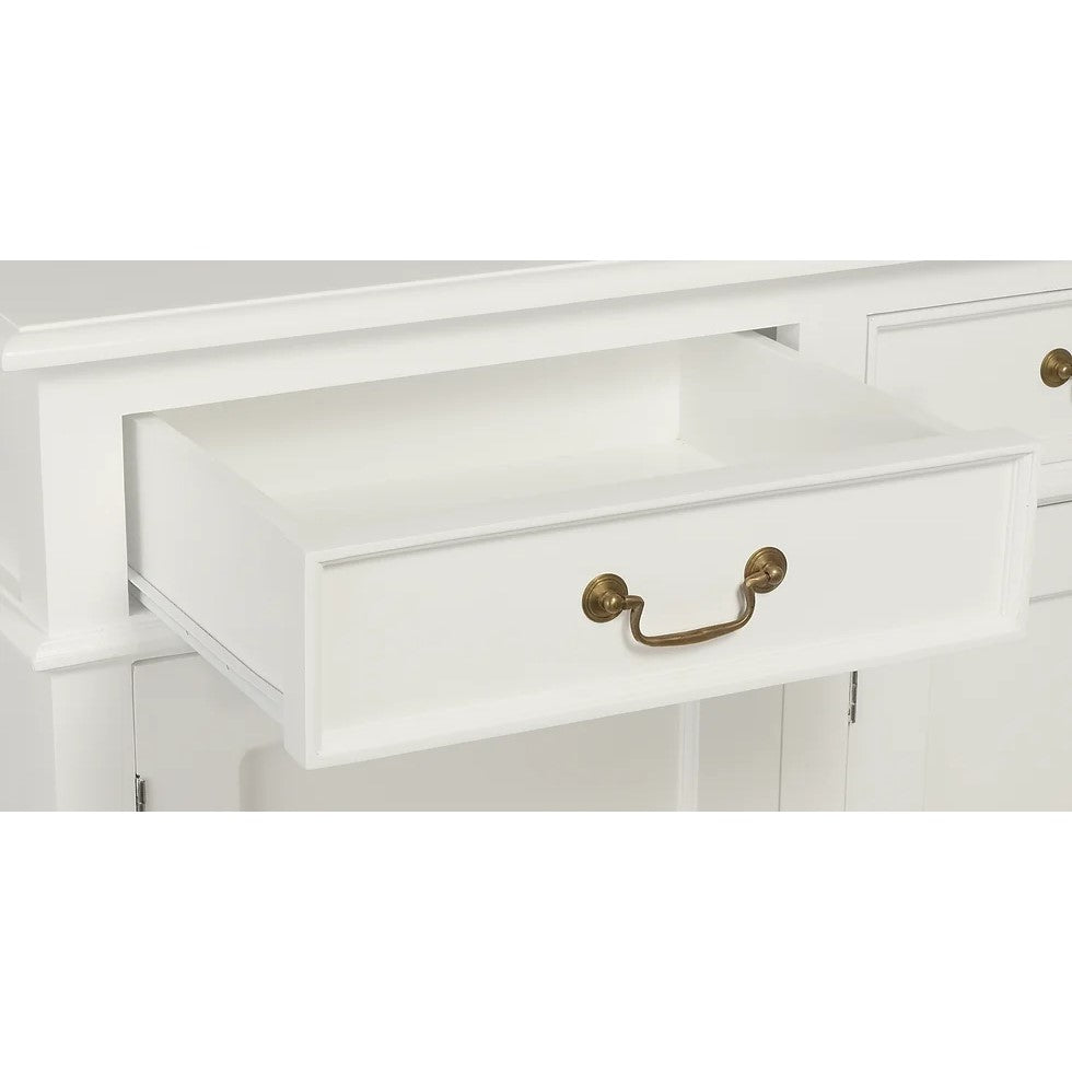 Elegant Utility 4 Door 4 Drawer Buffet Table - White