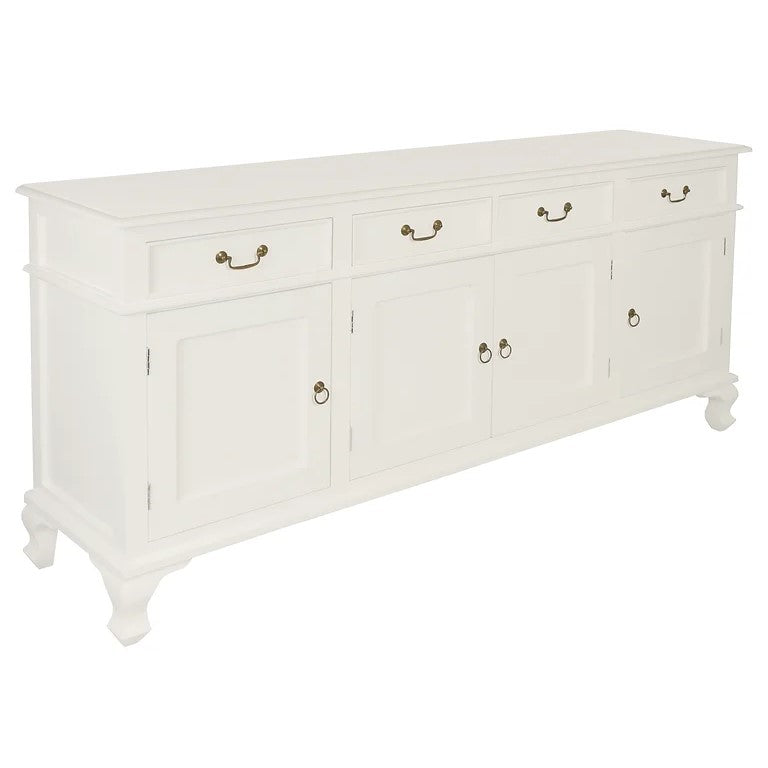 Elegant Utility 4 Door 4 Drawer Buffet Table - White