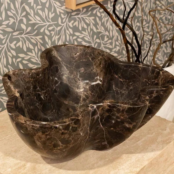 Elegant Verve Decorative Bowl in Marble - Dark Brown