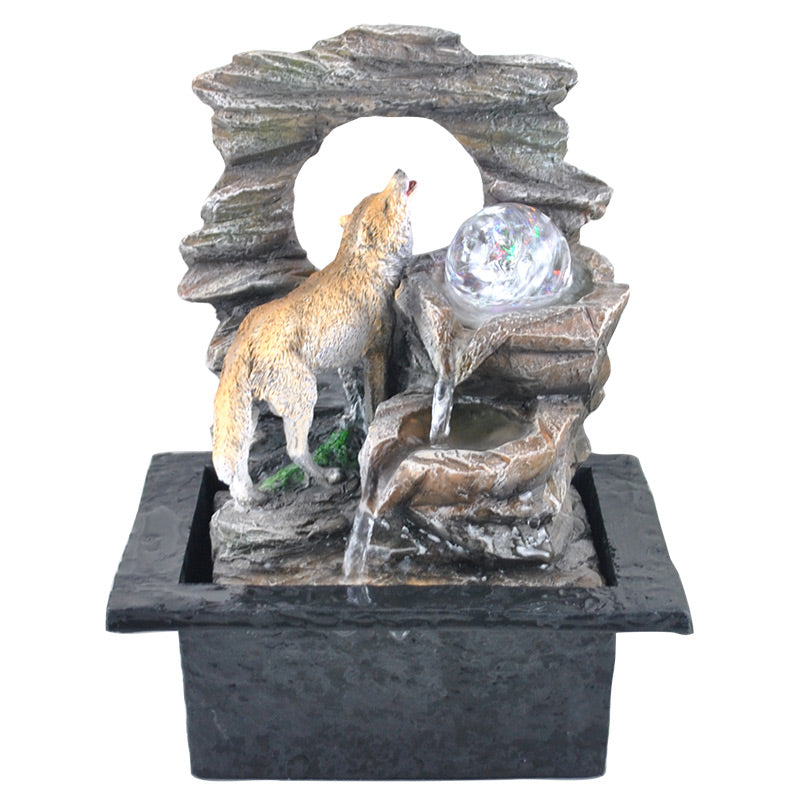 Elegant Wolf Howling Water Fountain