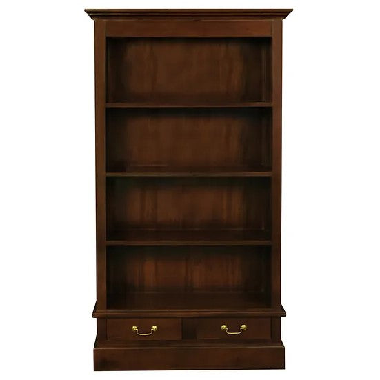 Elegant Wooden 2 Drawer Bookcase - Brown