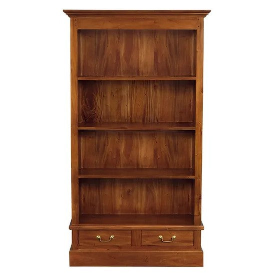 Elegant Wooden 2 Drawer Bookcase - Light Brown