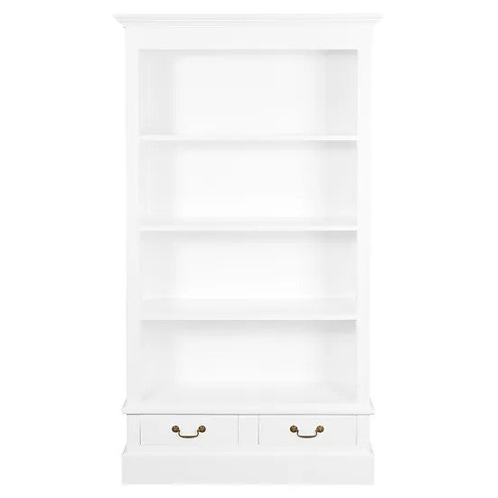 Elegant Wooden 2 Drawer Bookcase - White