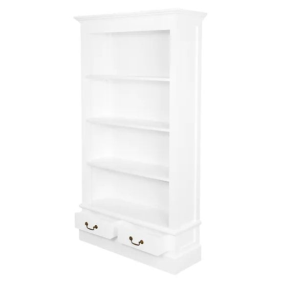 Elegant Wooden 2 Drawer Bookcase - White