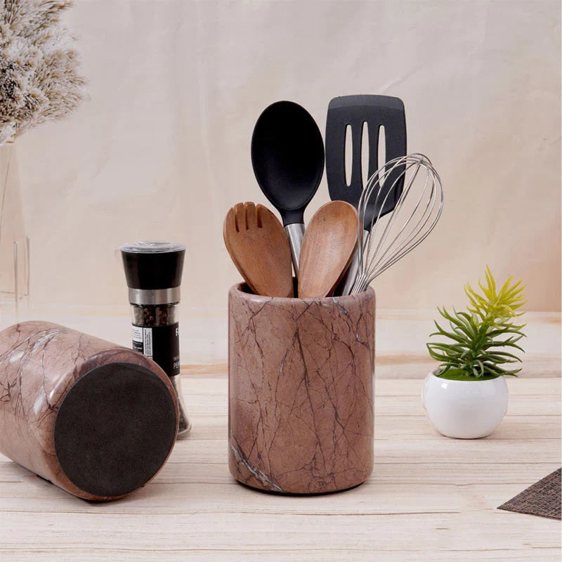 Elegantly Handmade Marble Kitchen Utensils Caddy (Available in 4 Colors)