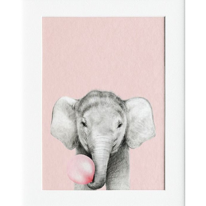 Elephant Bubble Mounted Print Wall Decor - 40x50cms