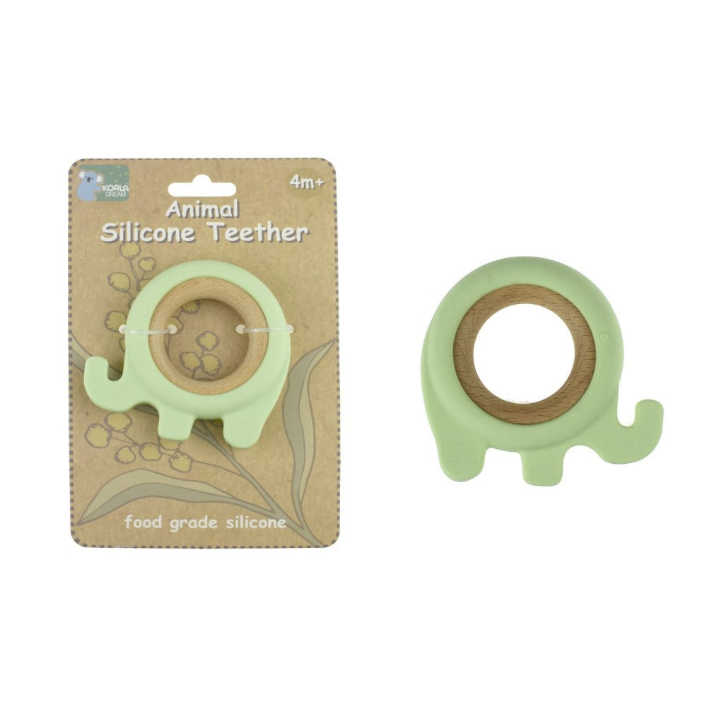 Elephant Wooden Silicone Teether (Available in 2 Colors)