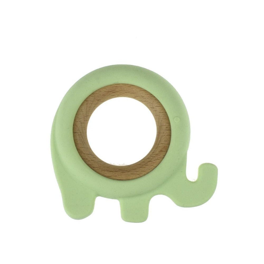 Elephant Wooden Silicone Teether (Available in 2 Colors)