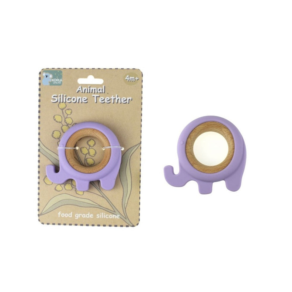 Elephant Wooden Silicone Teether (Available in 2 Colors)