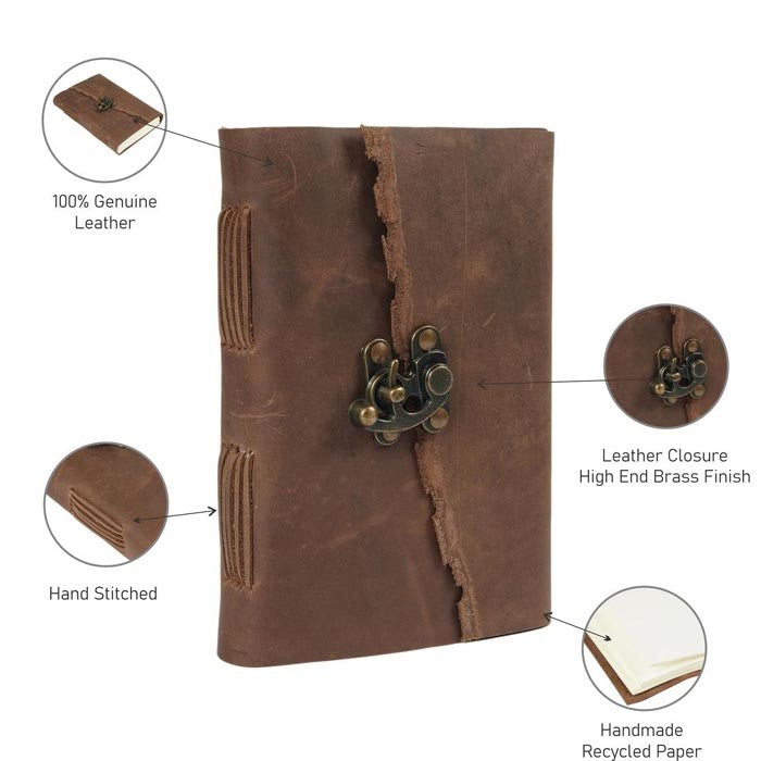 Enchanting Ember Leather Journal with Antique Brass Lock