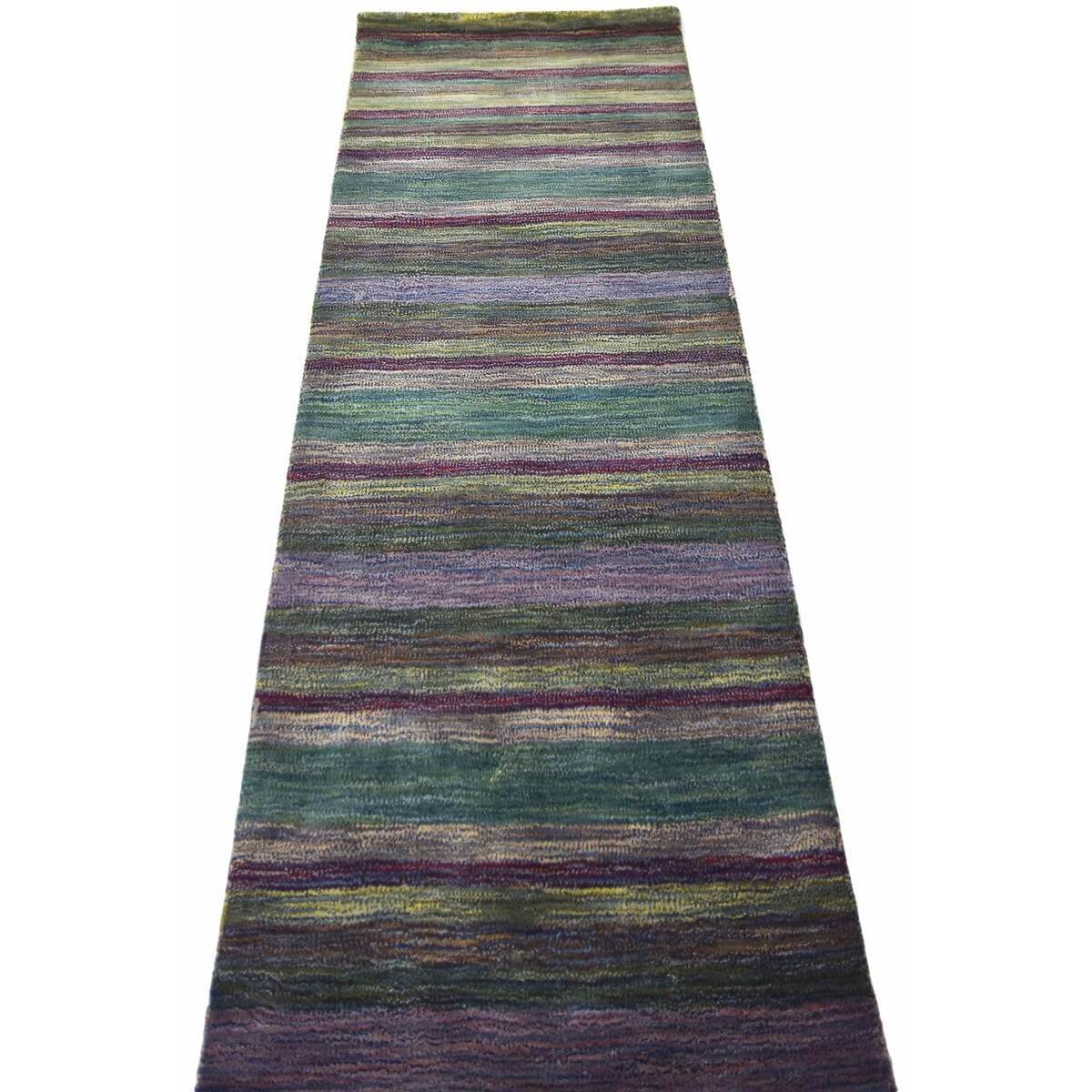 Enhanced Stripes Handmade Woolen Rug Grey - Floor Runner