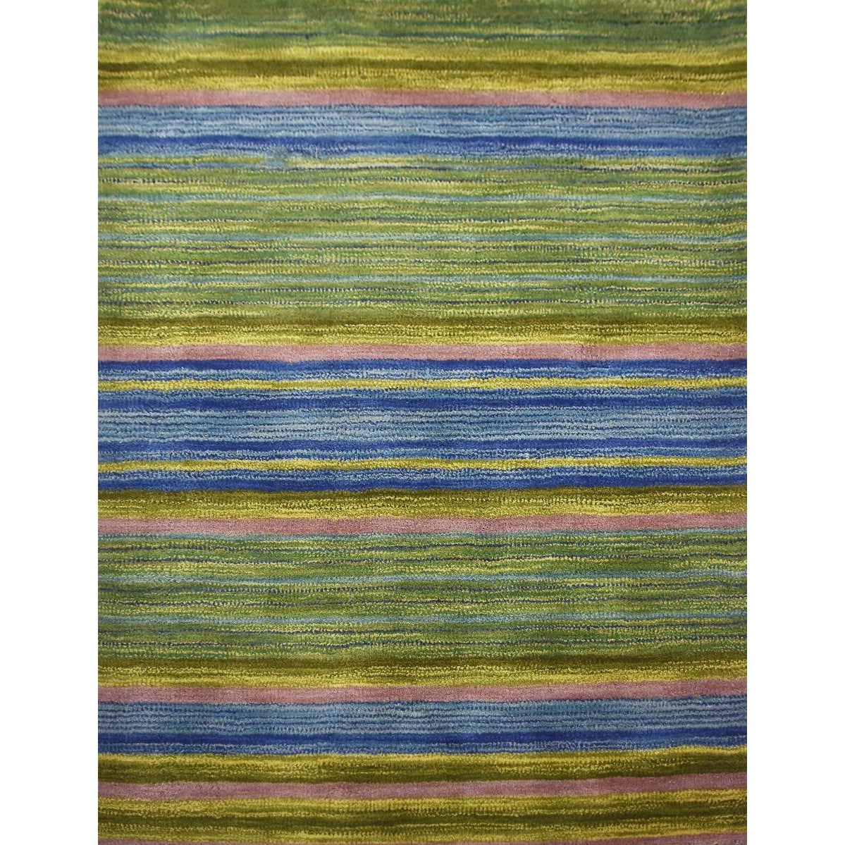 Enhanced Stripes Handmade Woolen Rug Green - (Available in 3 Sizes)