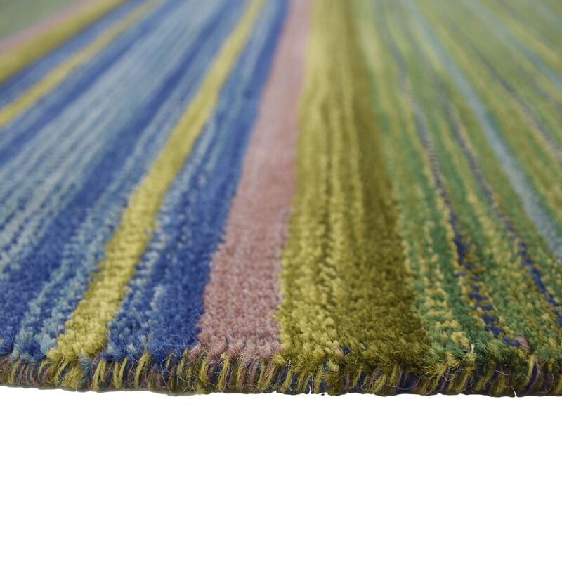 Enhanced Stripes Handmade Woolen Rug Green - (Available in 3 Sizes)