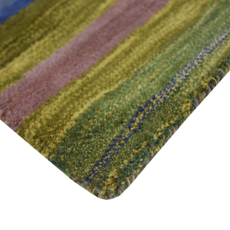 Enhanced Stripes Handmade Woolen Rug Green - (Available in 3 Sizes)