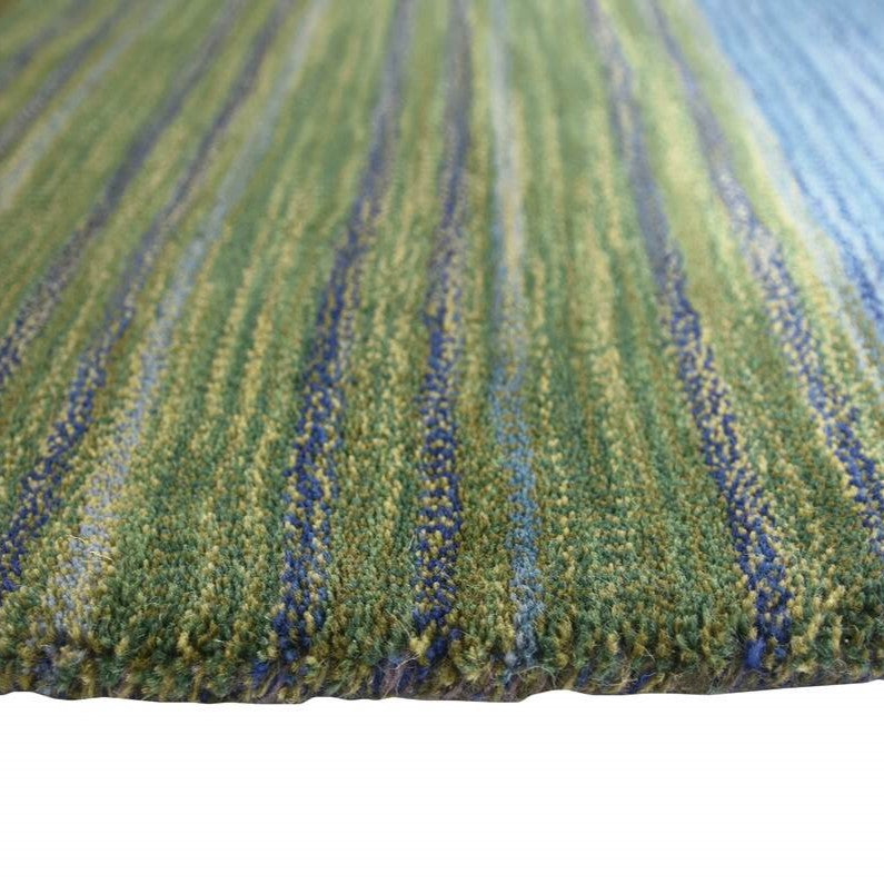 Enhanced Stripes Handmade Woolen Rug Green - Floor Runner