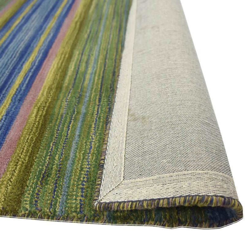 Enhanced Stripes Handmade Woolen Rug Green - Floor Runner