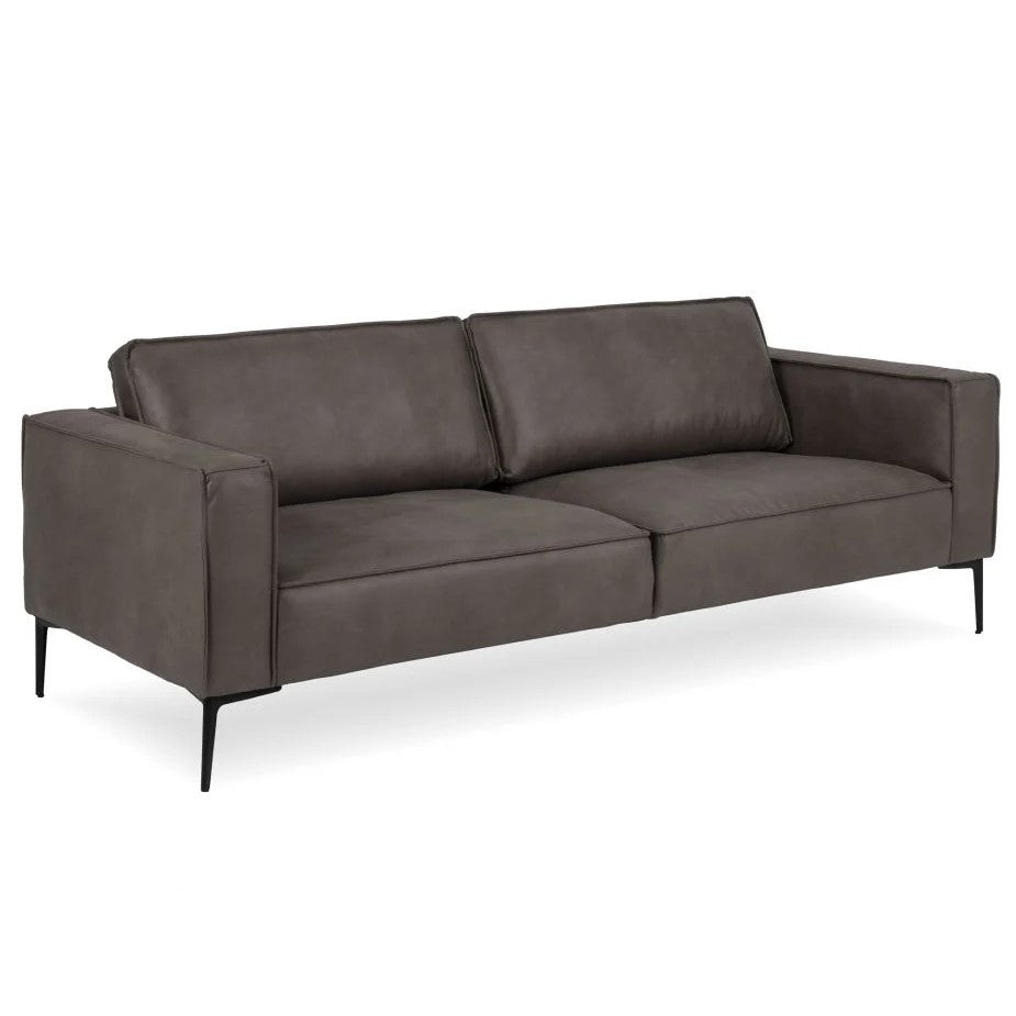 Enzo 3 Seat Sofa - Ash Grey Leather - 215cms