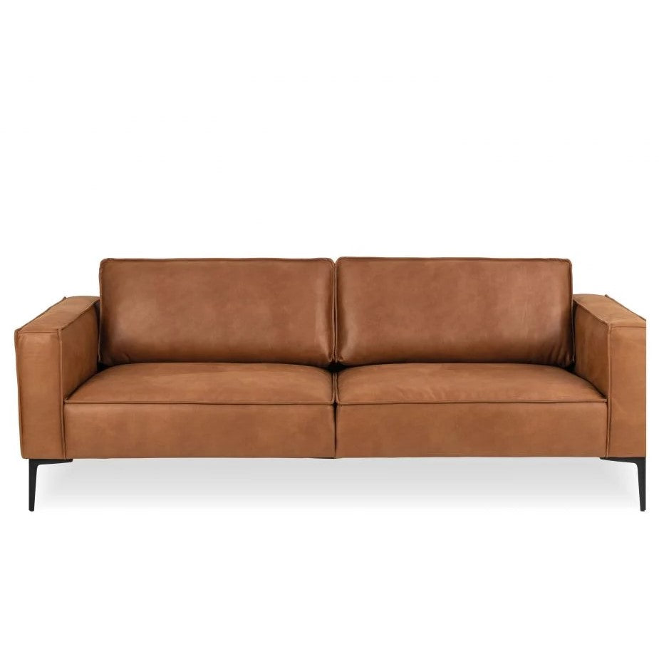 Enzo 3 Seat Sofa - Tan Leather - 215cms