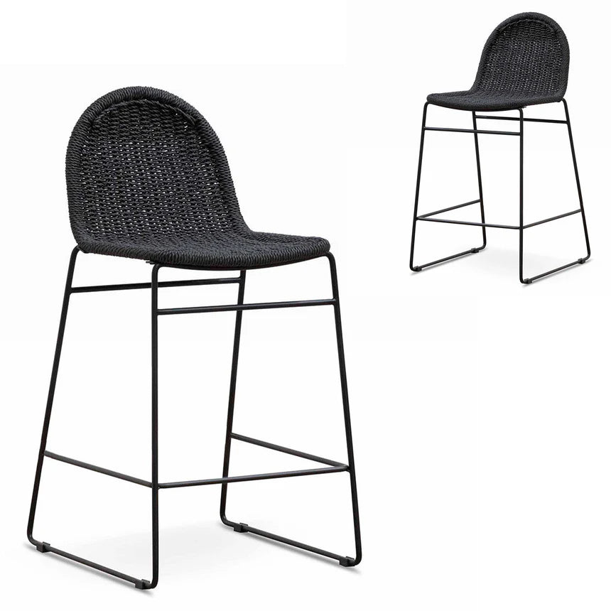 Ergonomic Design Barstool Set of 2 - Black