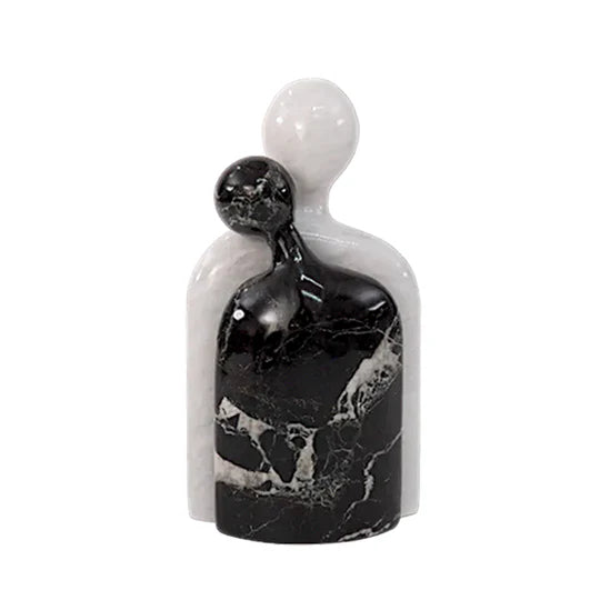 Eternal Romance Love Couple Marble Sculpture - Black & White