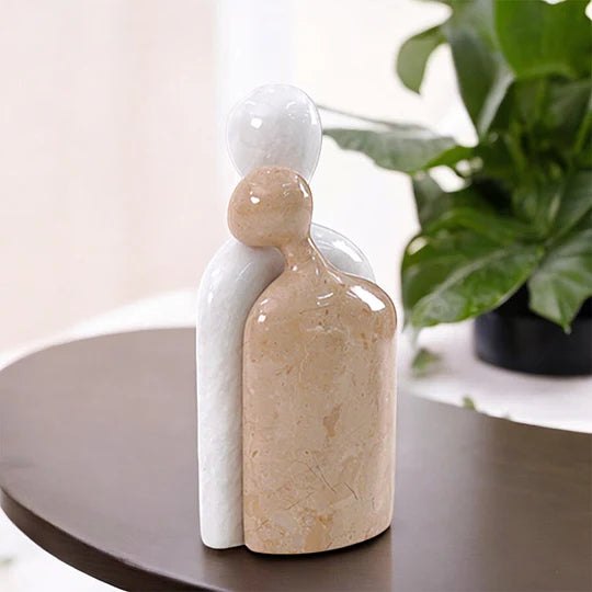 Eternal Romance Love Couple Marble Sculpture - Cream & White