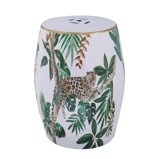 Exotic Escape Jungle Ceramic Accent Stool