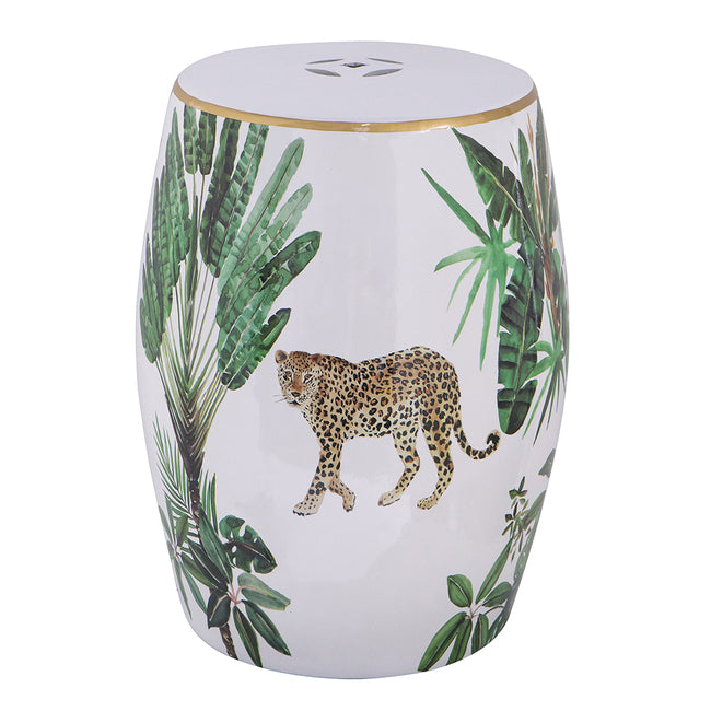 Exotic Escape Jungle Ceramic Accent Stool